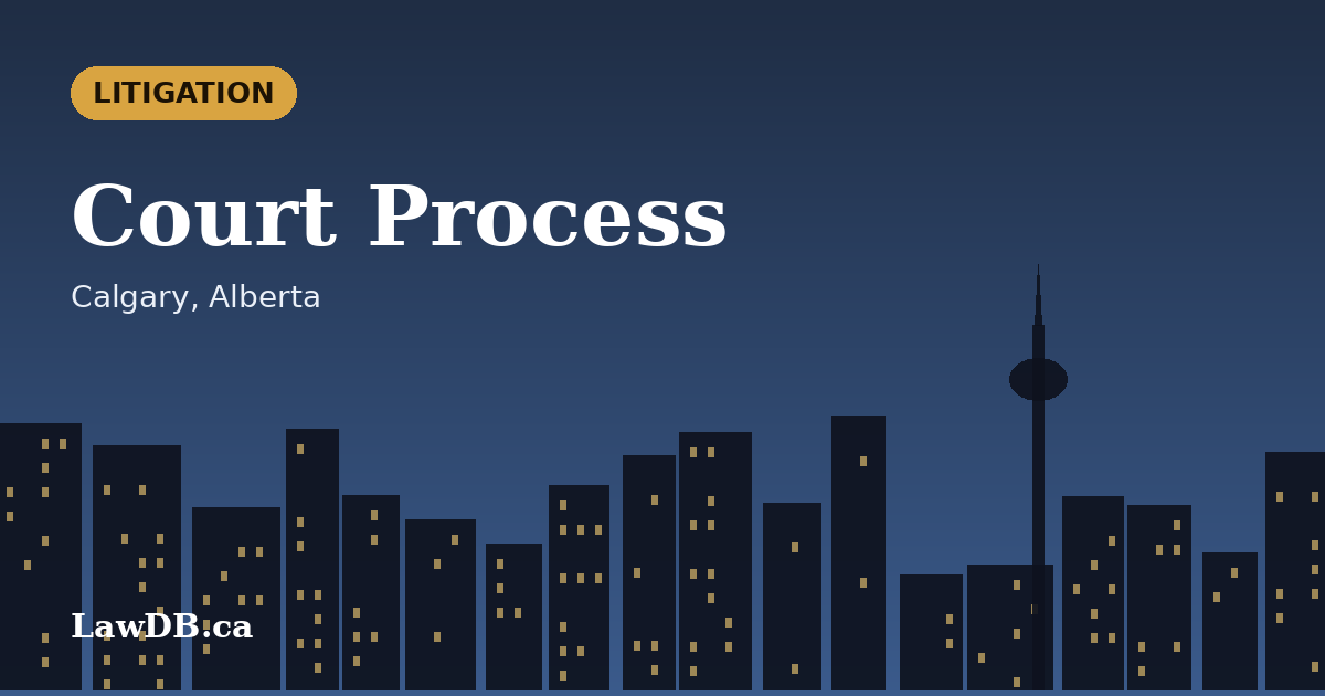 Court Process: illustrated cover for a LawDB guide about Calgary, Alberta