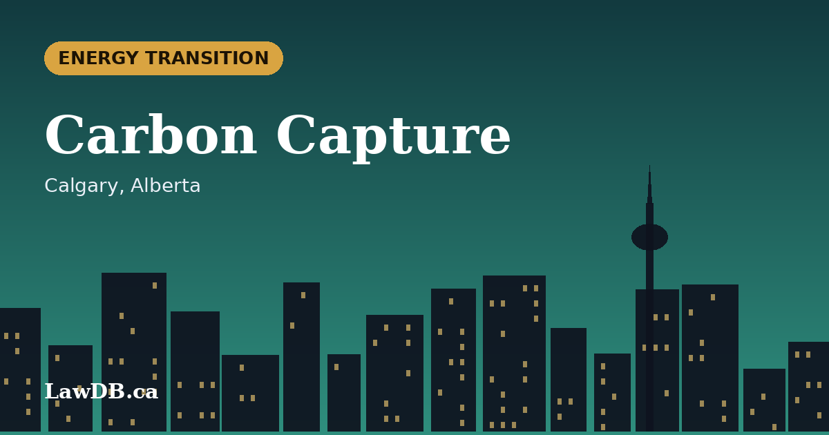 Carbon Capture: illustrated cover for a LawDB guide about Calgary, Alberta