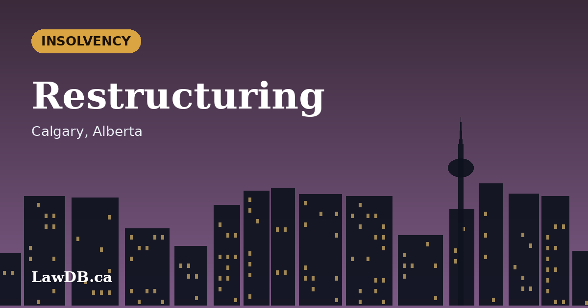 Restructuring: illustrated cover for a LawDB guide about Calgary, Alberta