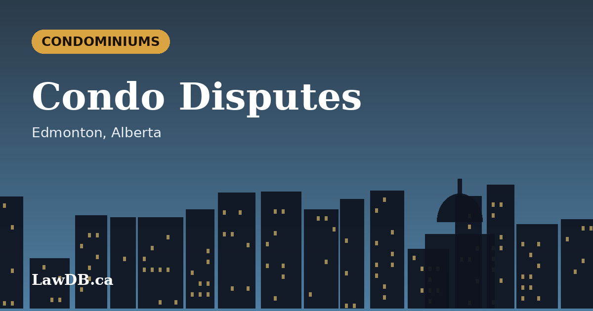 Condo Disputes: illustrated cover for a LawDB guide about Edmonton, Alberta