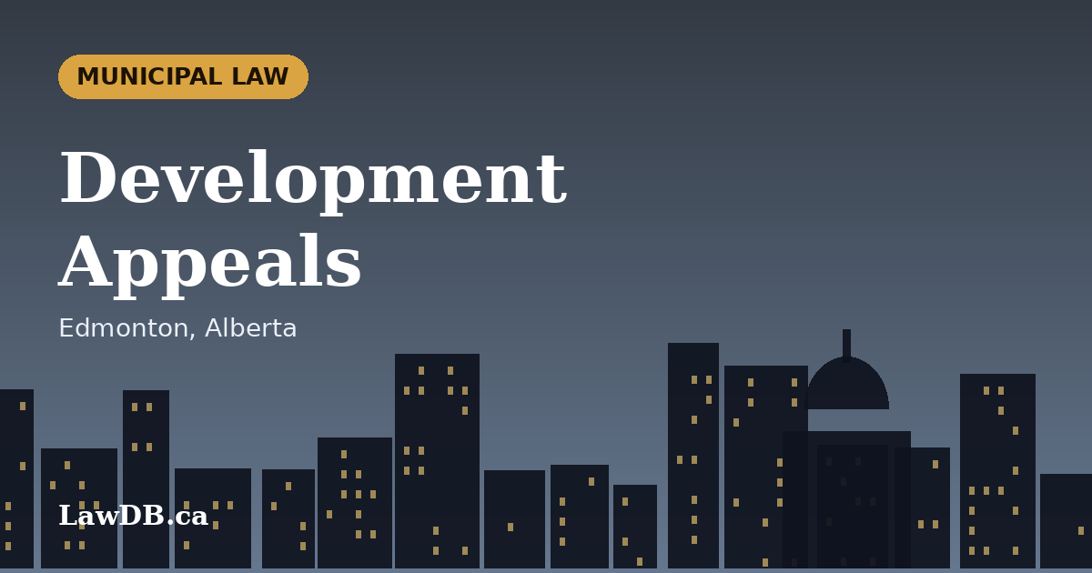 Development Appeals: illustrated cover for a LawDB guide about Edmonton, Alberta
