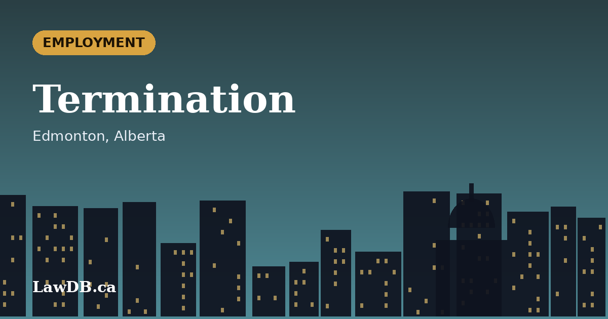 Termination: illustrated cover for a LawDB guide about Edmonton, Alberta