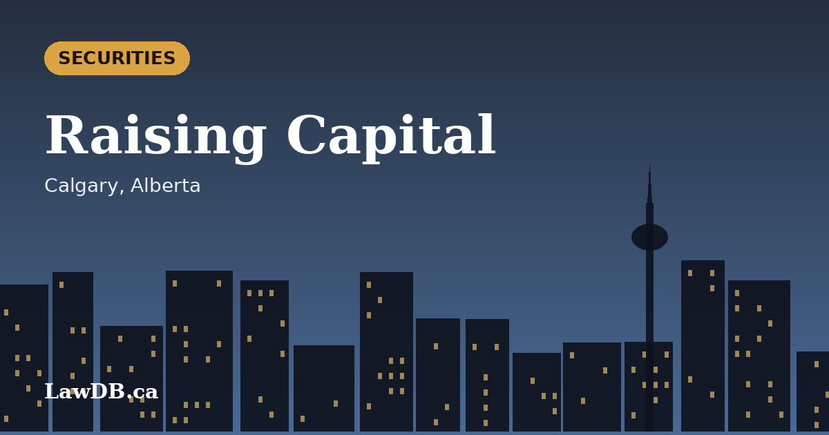 Raising Capital: illustrated cover for a LawDB guide about Calgary, Alberta