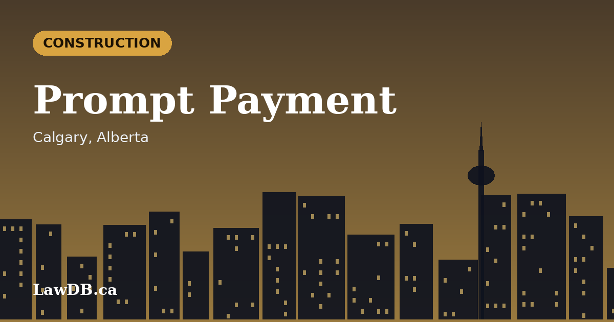 Prompt Payment: illustrated cover for a LawDB guide about Calgary, Alberta