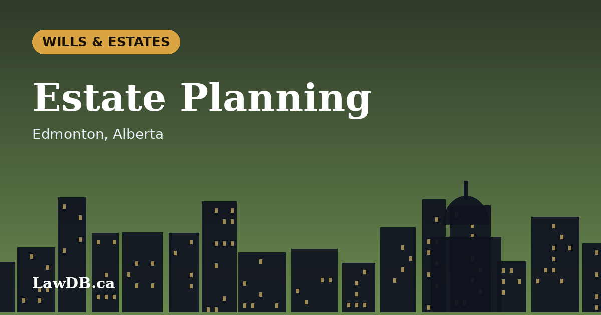 Estate Planning: illustrated cover for a LawDB guide about Edmonton, Alberta