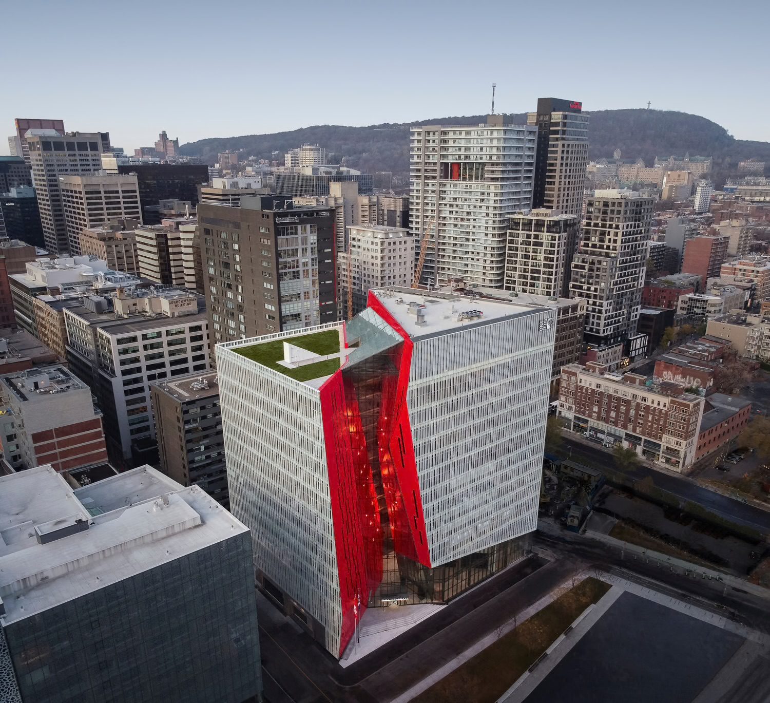 A modern building in downtown Montreal
