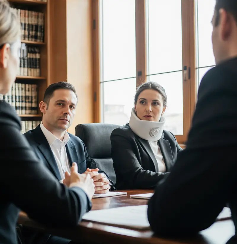 Lawyers from Blottman Legal Services meeting with a client