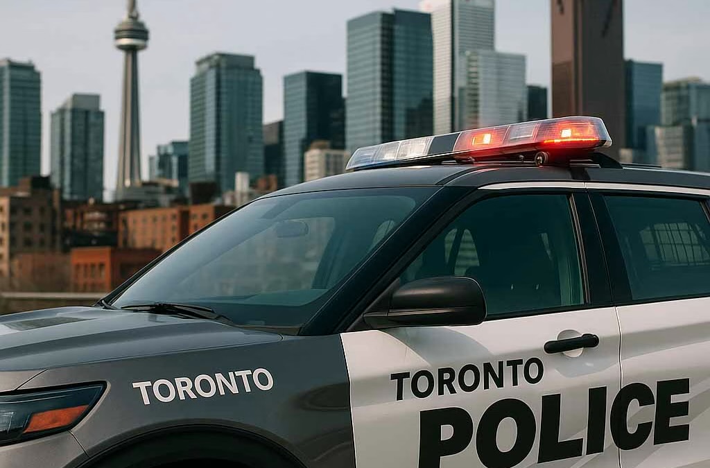 Toronto Police vehicle with the downtown Toronto skyline behind it